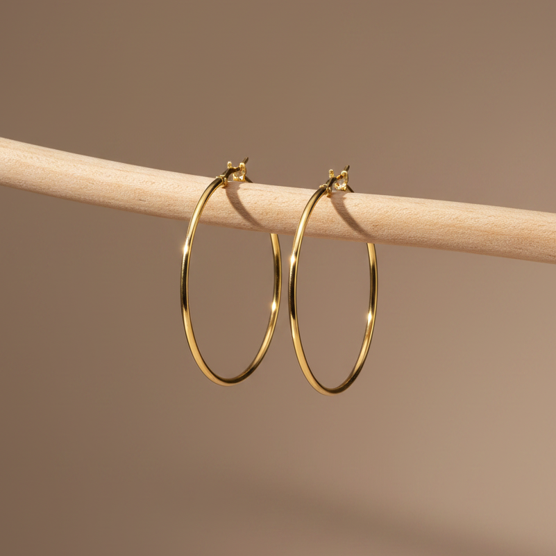 Grote Creolen 55 mm 925 Zilver | Gold