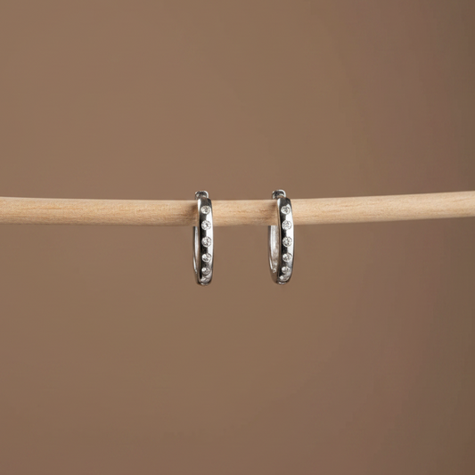 Minimalistische Steentjes Creolen | 925 Zilver