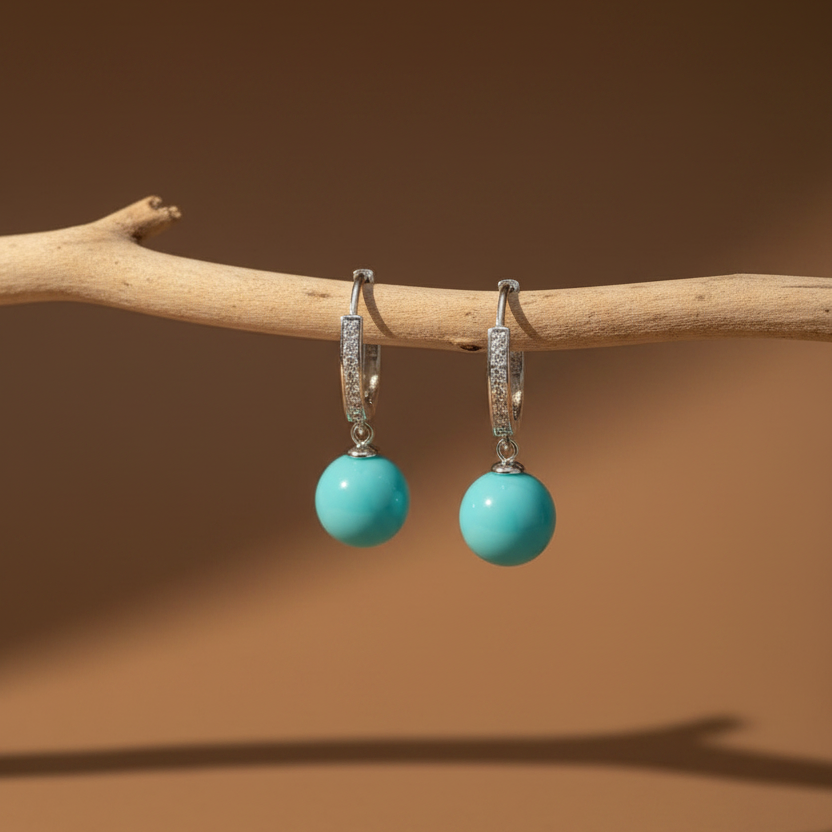 Oorringen met Turquoise Mayorka Hanger | 925 Zilver