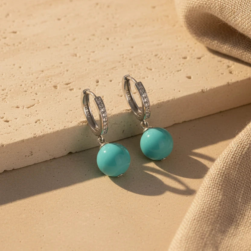 Oorringen met Turquoise Mayorka Hanger | 925 Zilver