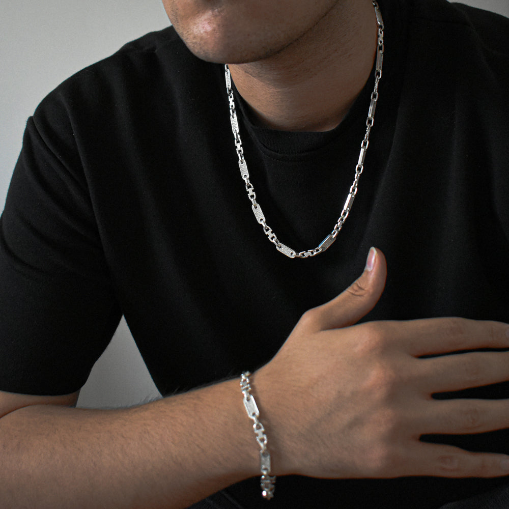 Valter 925 Silber Halskette und Armband mit Zirkonia 6,8 mm