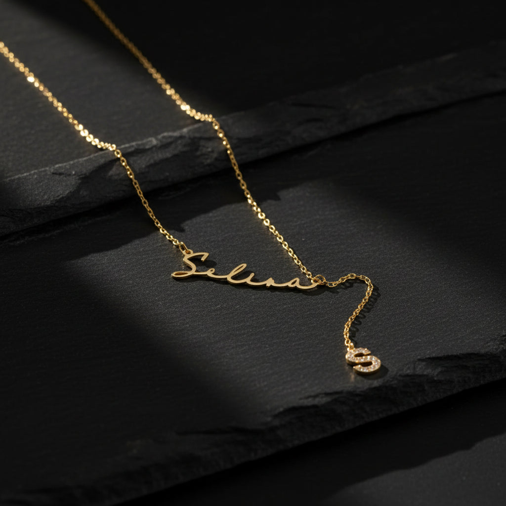 Persönlicher Name Ketting - 925 Silber - vergoldet