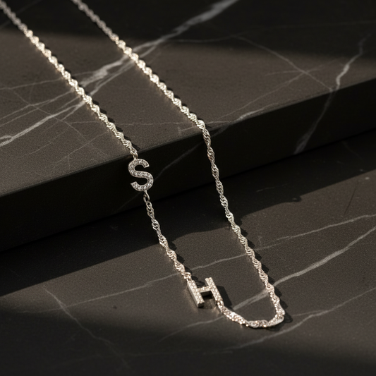 Personalisierte Doppelbriefkette - 925 Silber