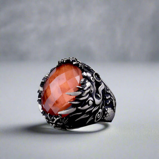 Dracofire Herrenring mit Zultanit und Drachenmotiv - 925 Silber