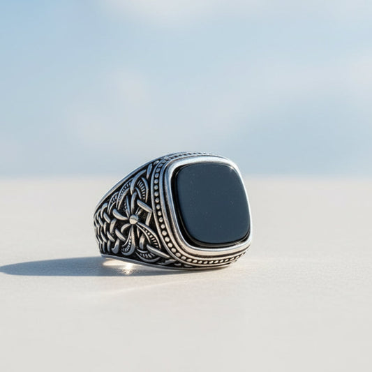 925 Zilveren Herenring Met Onyx Steen