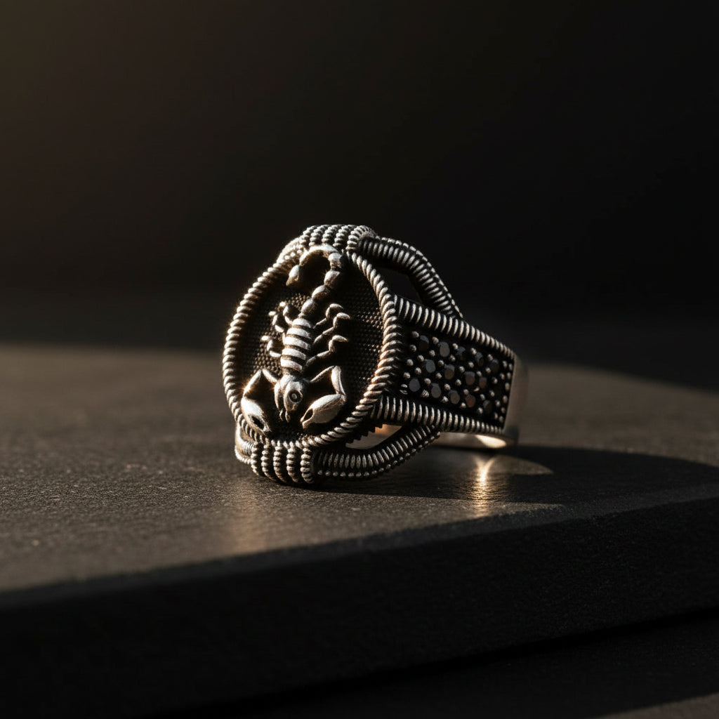 Schorpioen Heren Zilveren Ring