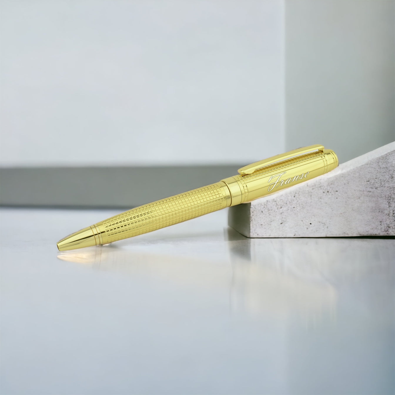 Personalisierter Goldstift – Kugelschreiber mit Gravur – Holzbox mit Gravur BLP1102-T-G