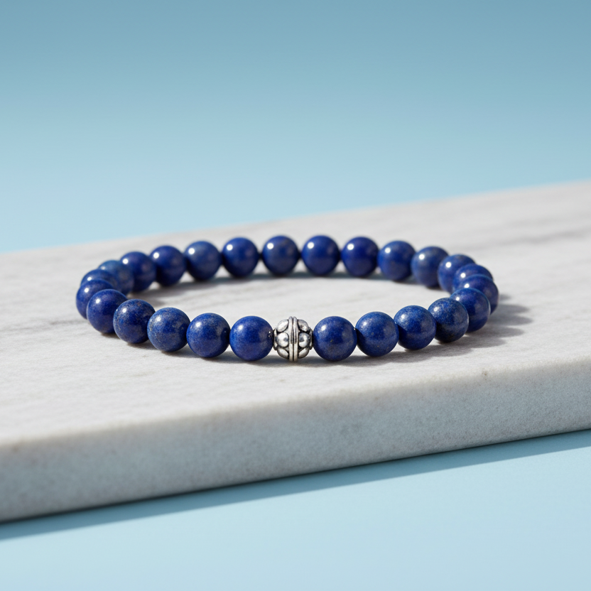 Perlenarmband Lapislazuli mit Silber EDB15011