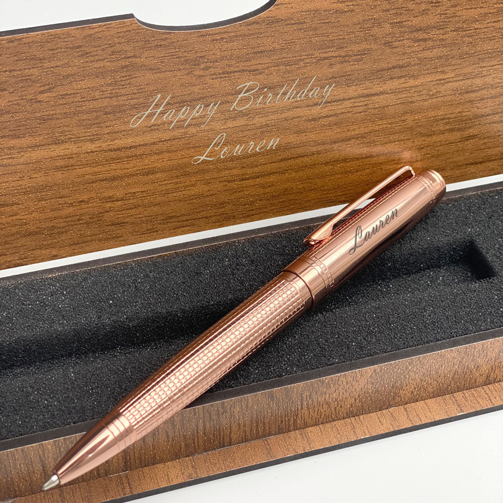 Personalisierter Stift – Schreibset mit gravierter Holzbox BLP1102-T-R