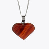 Rode agaat hart hanger met ketting