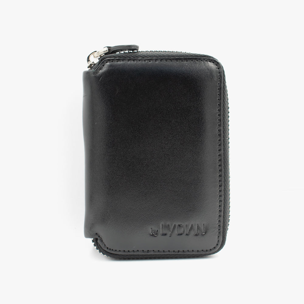 Schwarze Lederbrieftasche mit Reißverschluss BLW796-S