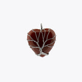 Rode agaat hart hanger met ketting