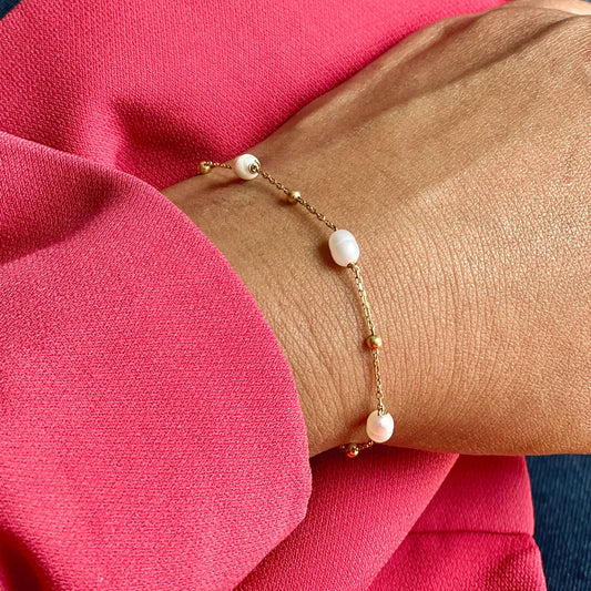 Lydisches Armband aus 925er Sterlingsilber mit Perlen