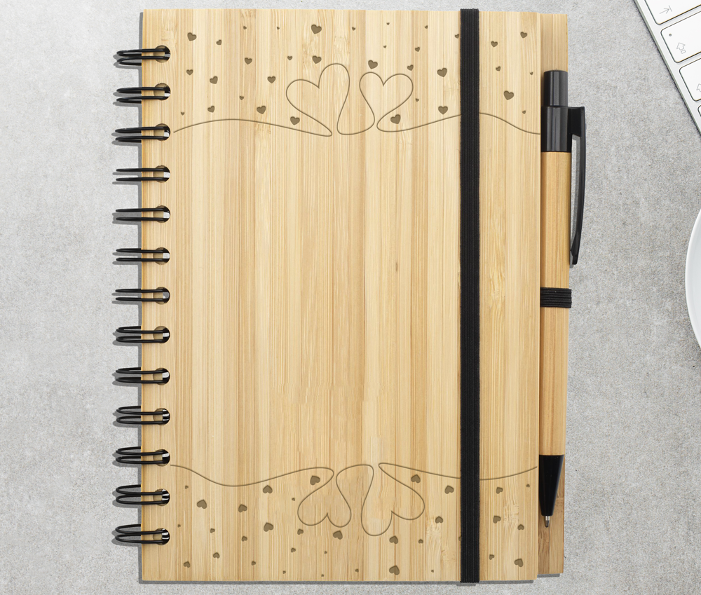 Bamboo notitieboekje A5 en pen graveren