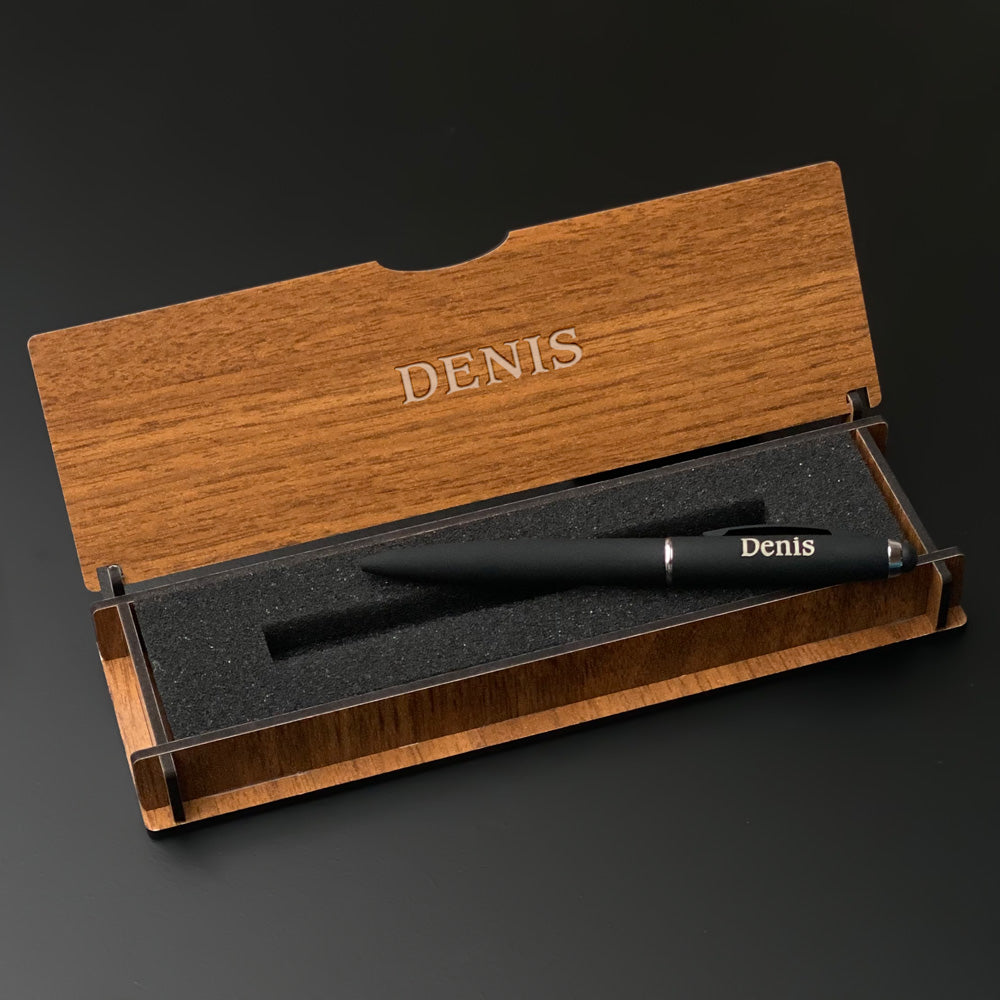 Personalisiertes Stiftset – Schreibset mit gravierter Holzbox BLP22670
