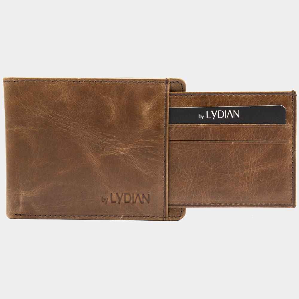 Braune Lederbrieftasche mit Kartenetui mit Gravur BLW1320-K