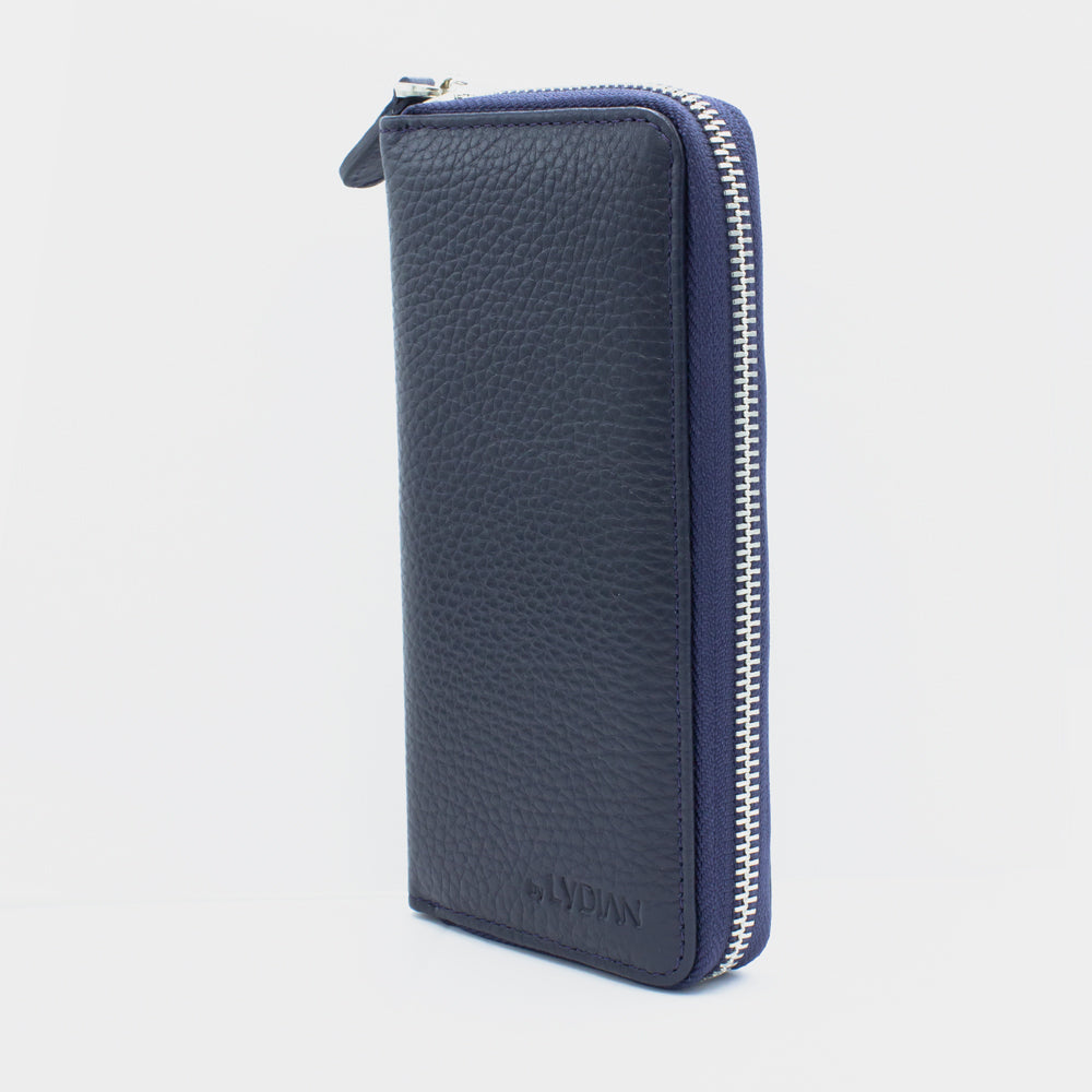 Blauwe Leren Smartphone Portemonnee met 16 vakjes BLW3016-L