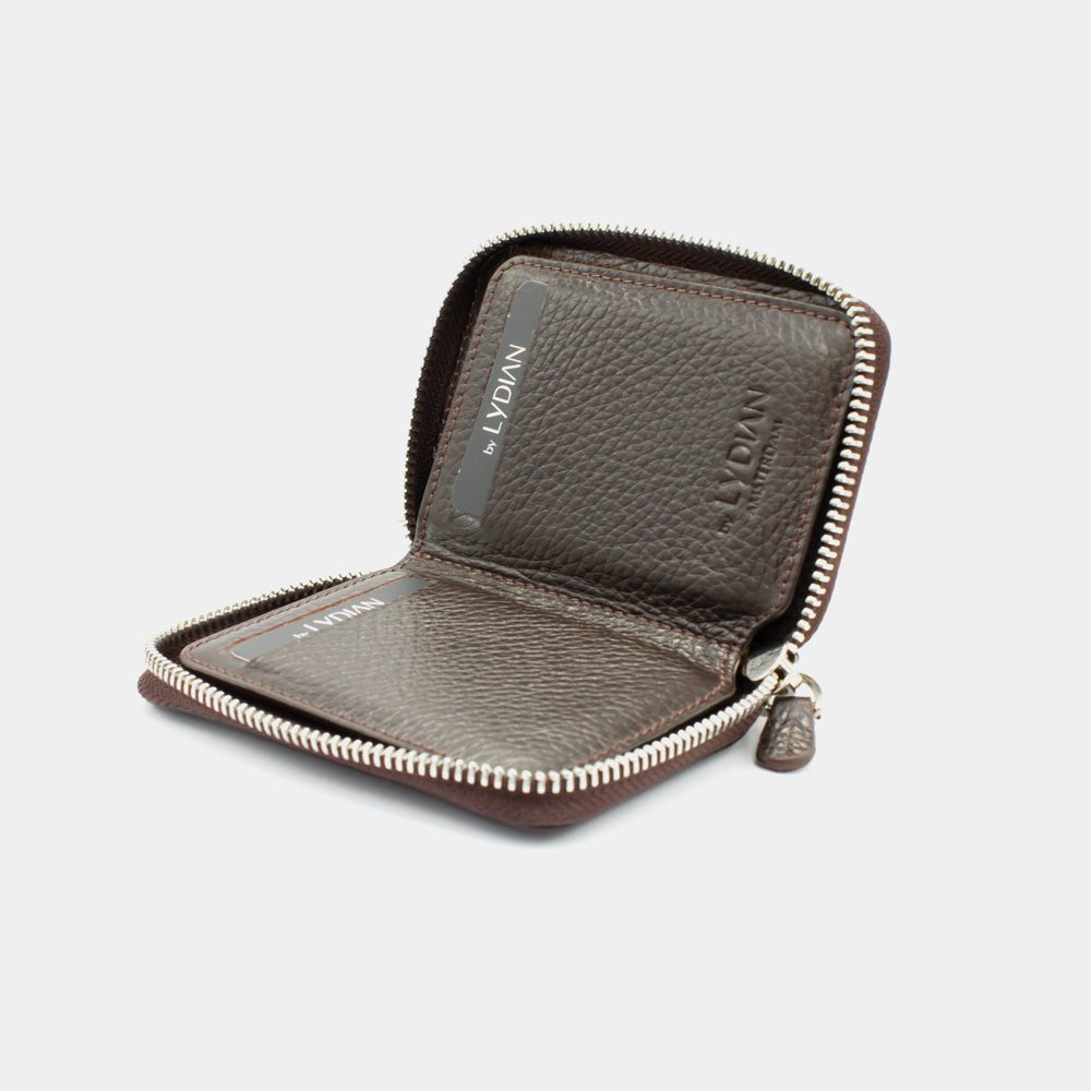 Braune Lederbrieftasche mit Reißverschluss BLW796-K