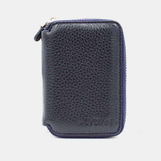 Dunkelblaue Lederbrieftasche mit Reißverschluss BLW796-L