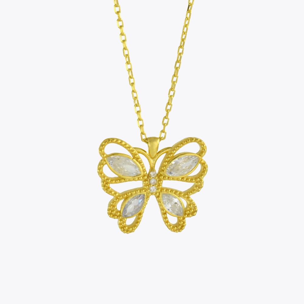 Silberner Schmetterlings-Halskettenanhänger