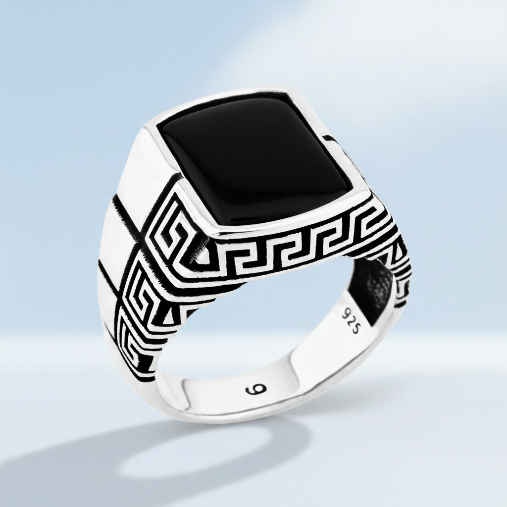 Zilveren Heren Ring Met Onyx