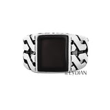 Herrenring aus 925er Silber mit Onyxstein LMR230