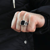Zilveren Heren Ring Met Zwarte Steen