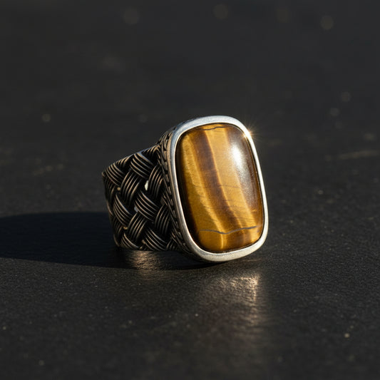 Herrenring aus 925er Silber mit Tigerauge-Stein ORTBL105