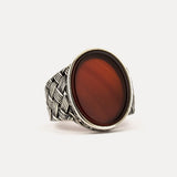 925 Zilveren Heren Ring Met Rode Agaat Steen ORTBL115