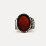 925 Zilveren Heren Ring Met Rode Agaat Steen ORTBL115