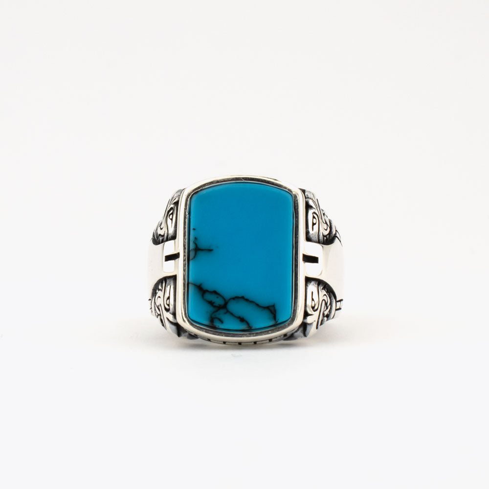 925 Zilveren Heren Ring Met Turquoise Steen ORTBL162