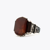 925 Zilveren Heren Ring Met Rode Agaat Steen ORTBL170