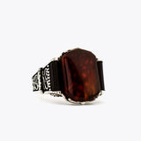 925 Zilveren Heren Ring Met Rode Agaat Steen ORTBL170