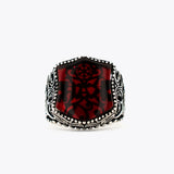 925 Zilveren Heren Ring Met Rode Agaat Steen ORTBL171